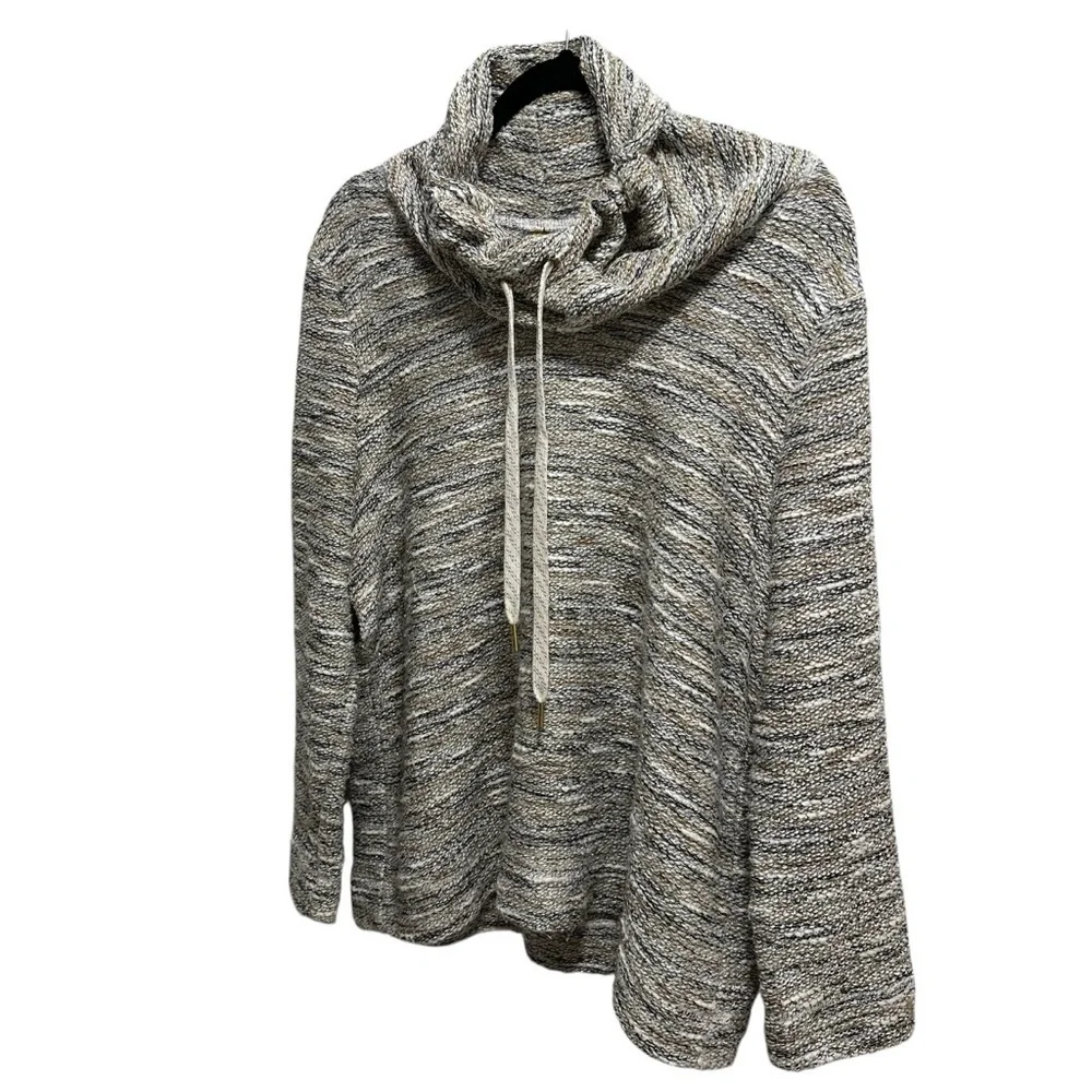 Ruby Rd. metallic boxy cowl neck beachy coastal cozy spring summer sweater - Picture 8 of 11